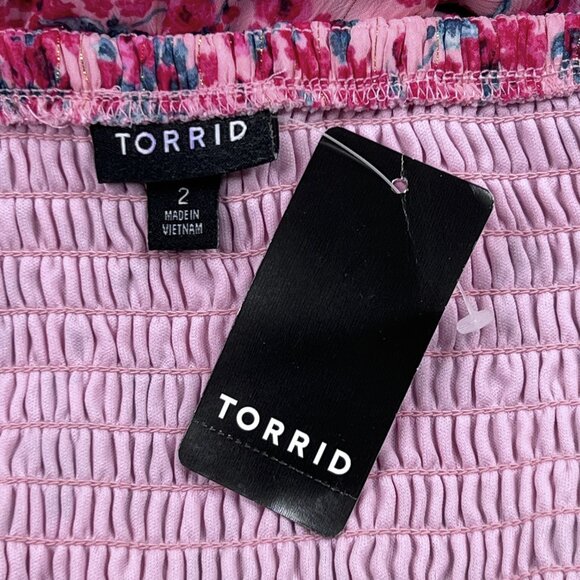 torrid Pink Gold Floral Chiffon and Lurex Tiered Ruffles Maxi Dress Size 2 - NWT - Picture 7 of 10